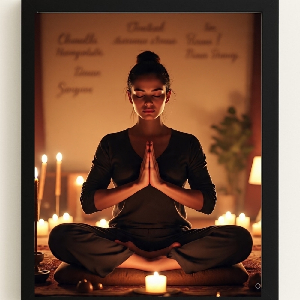 Framed Meditation Art with Candles
